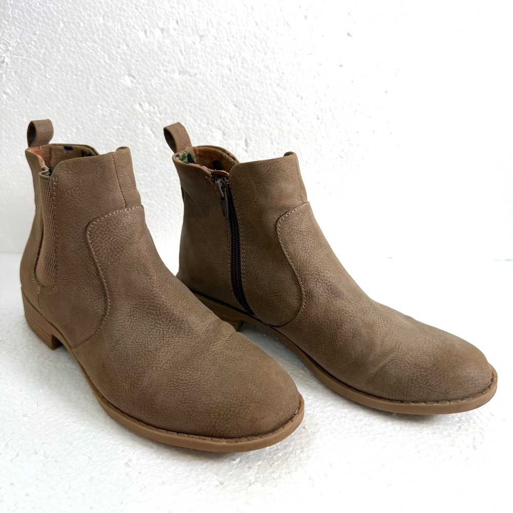 BOC Brown Ankle Booties Women's 8 Side Zip 1" Heel Round Toe